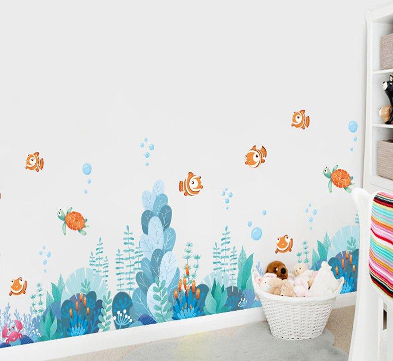 Decal dán tường cá hề và san hô