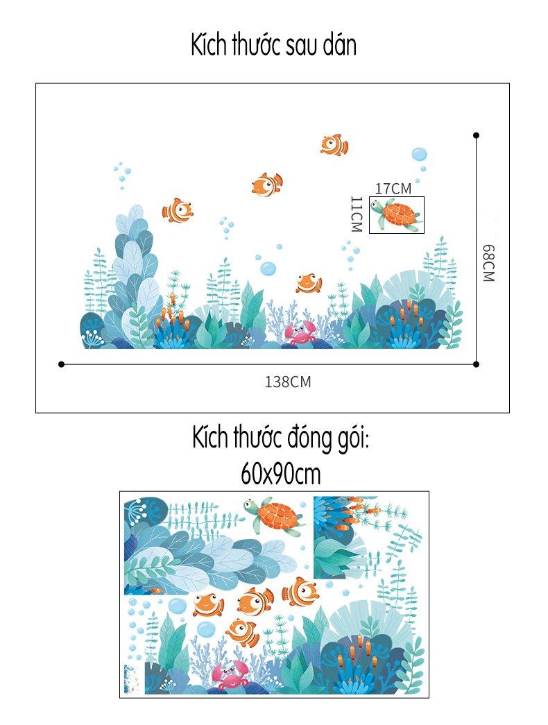 Decal dán tường cá hề và san hô