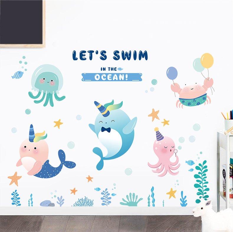Decal dán tường kỳ lân biển