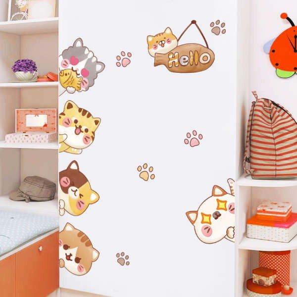Decal dán tường những chú mèo và bảng treo