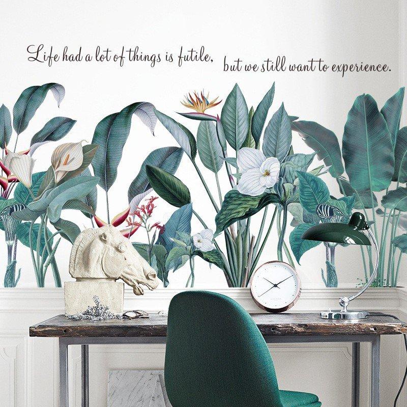 Decal dán tường hoa thiên điểu nụ trắng
