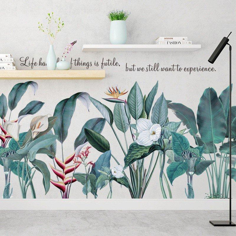 Decal dán tường hoa thiên điểu nụ trắng