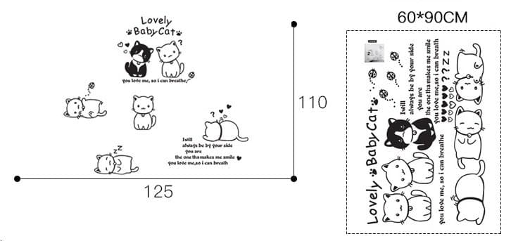 Decal dán tường đàn mèo tinh nghịch