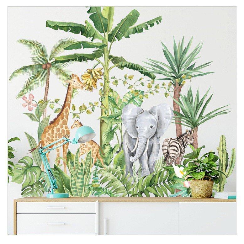 Decal dán tường động vật hoang dã rừng xanh