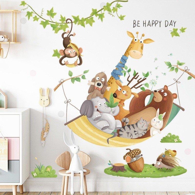 Decal dán tường thú trên võng