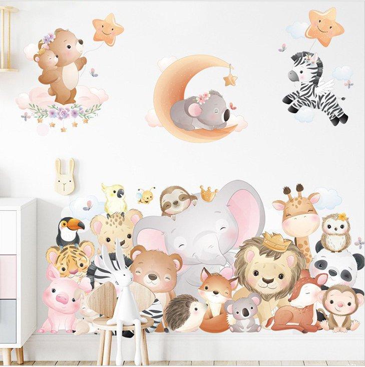 Decal dán tường vườn thú mặt trăng