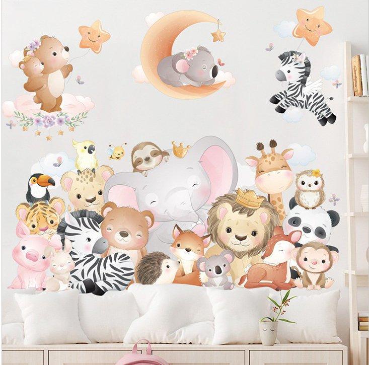 Decal dán tường vườn thú mặt trăng
