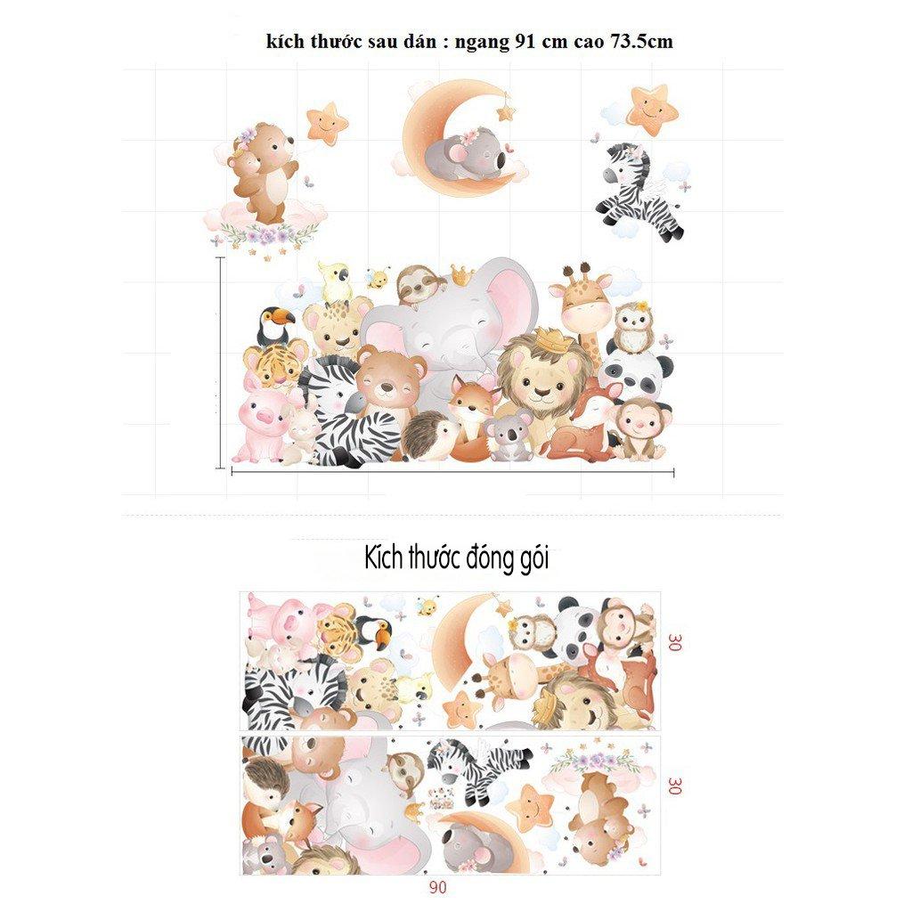 Decal dán tường vườn thú mặt trăng