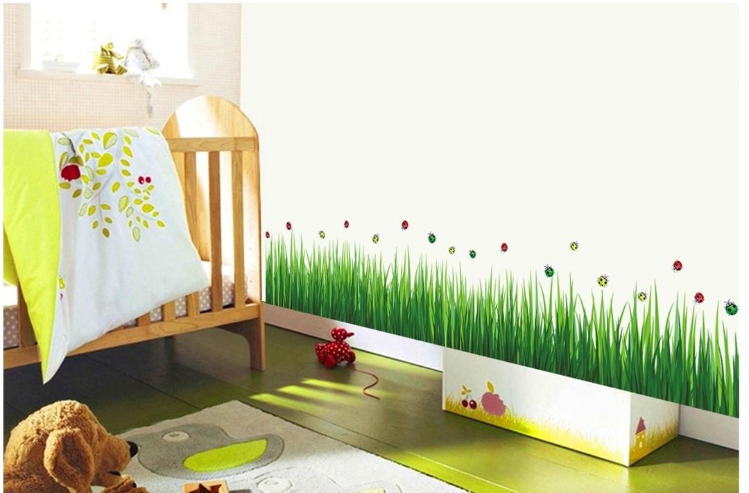 Decal dán chân tường cỏ xanh