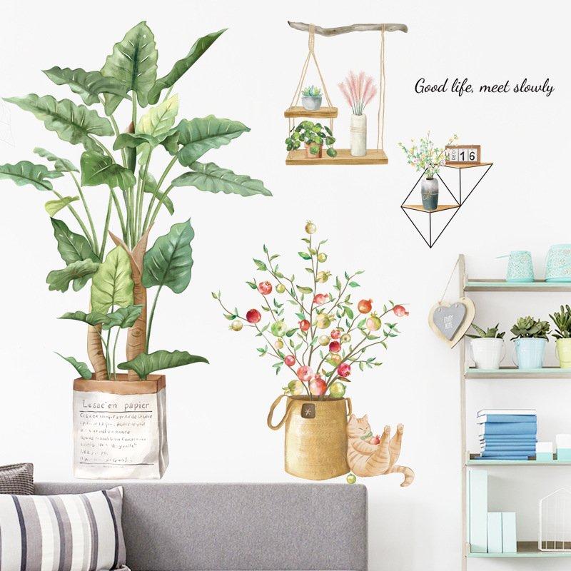 Decal dán tường góc cây xanh good life meet slow