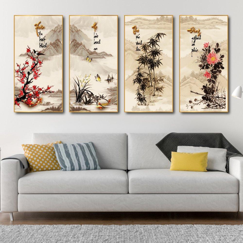 Bộ Tranh Tứ Quý Đào Cúc Trúc Lan 6