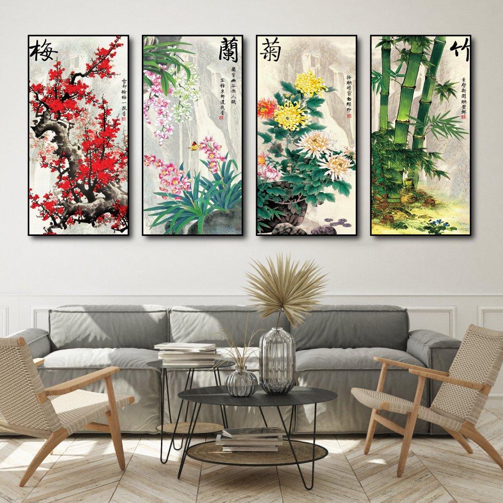 Bộ Tranh Tứ Quý Đào Cúc Trúc Lan 7