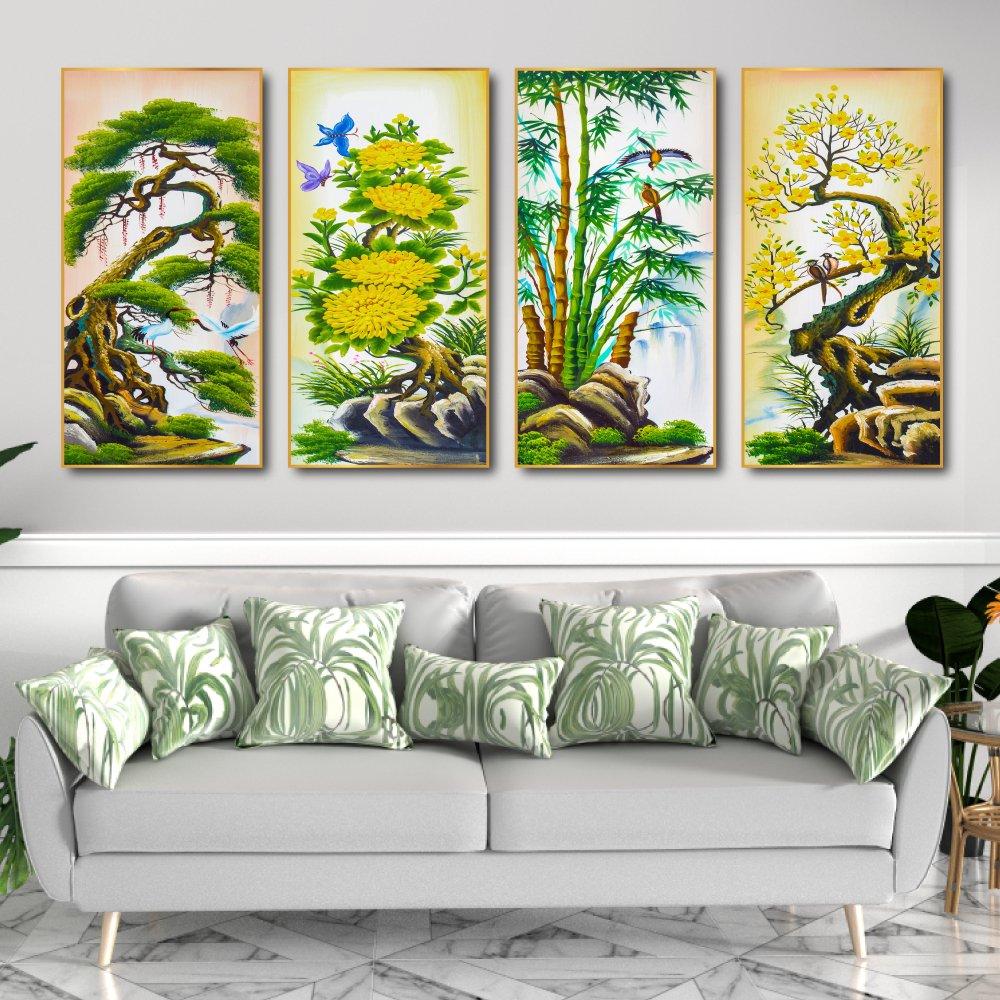 Bộ Tranh Tứ Quý Tùng Cúc Trúc Mai 2