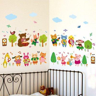Decal dán tường vườn thú chơi nhạc