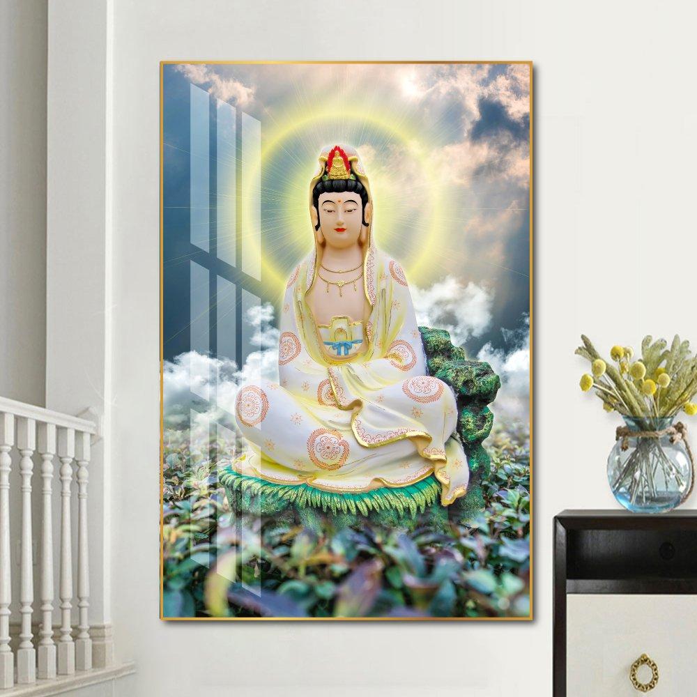 Tranh treo tường bồ tát và lá xanh