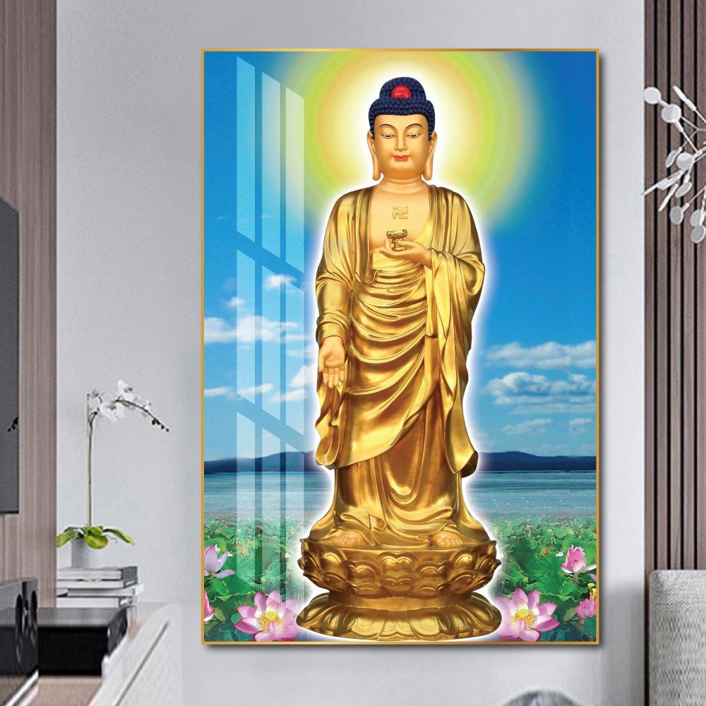 Tranh treo tường đức phật giữa hồ sen