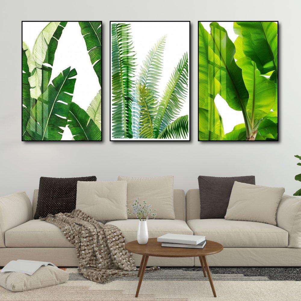 Bộ 3 Tranh Treo Tường 3 Lá Xanh 2