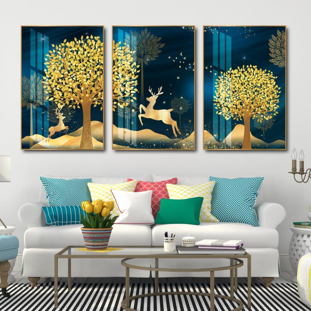 Tranh Treo Tường Hươu Và Cây Vàng Nghệ Thuật 11
