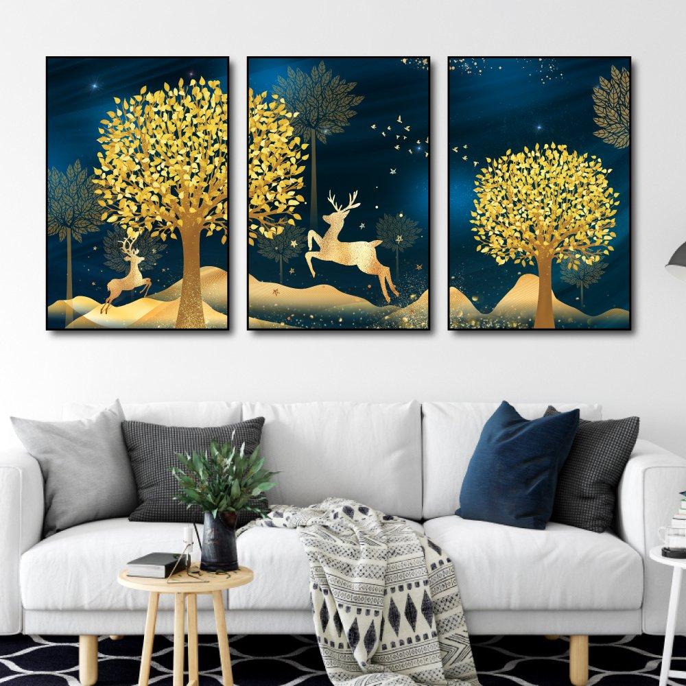 Tranh Treo Tường Hươu Và Cây Vàng Nghệ Thuật 11