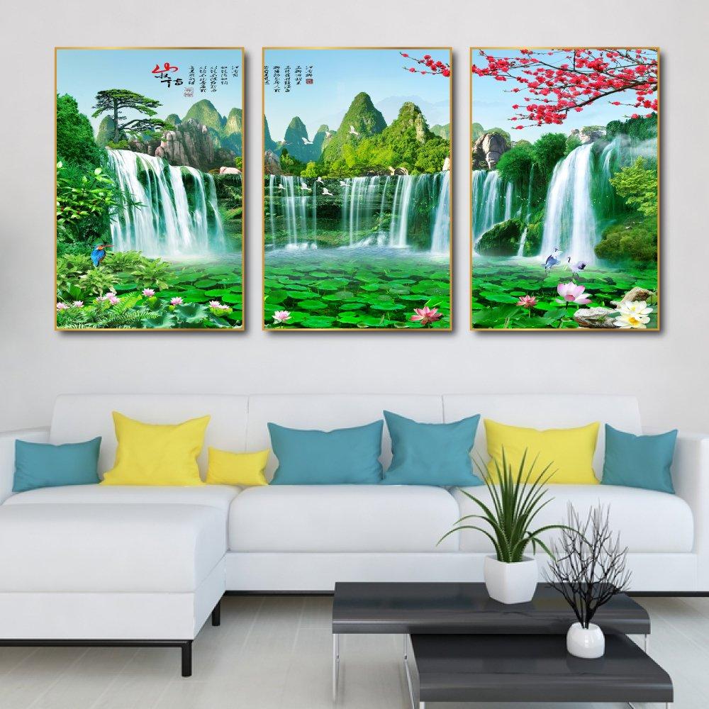 Tranh Treo Tường Thác Nước Và Hồ Sen
