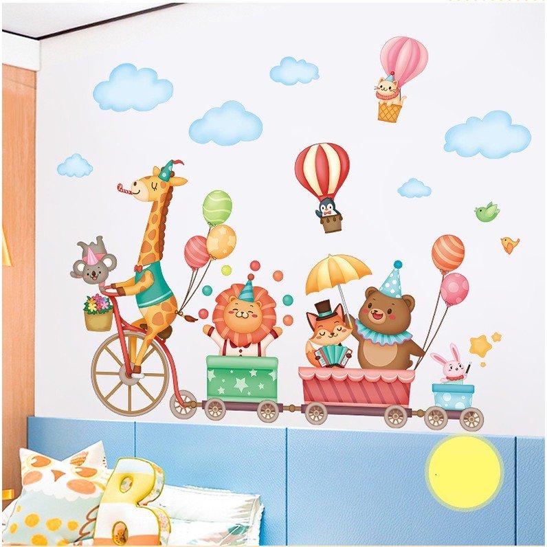 Decal dán tường xe đạp và các bé thú