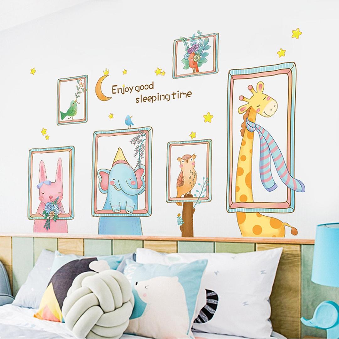Decal dán tường khung ảnh động vật