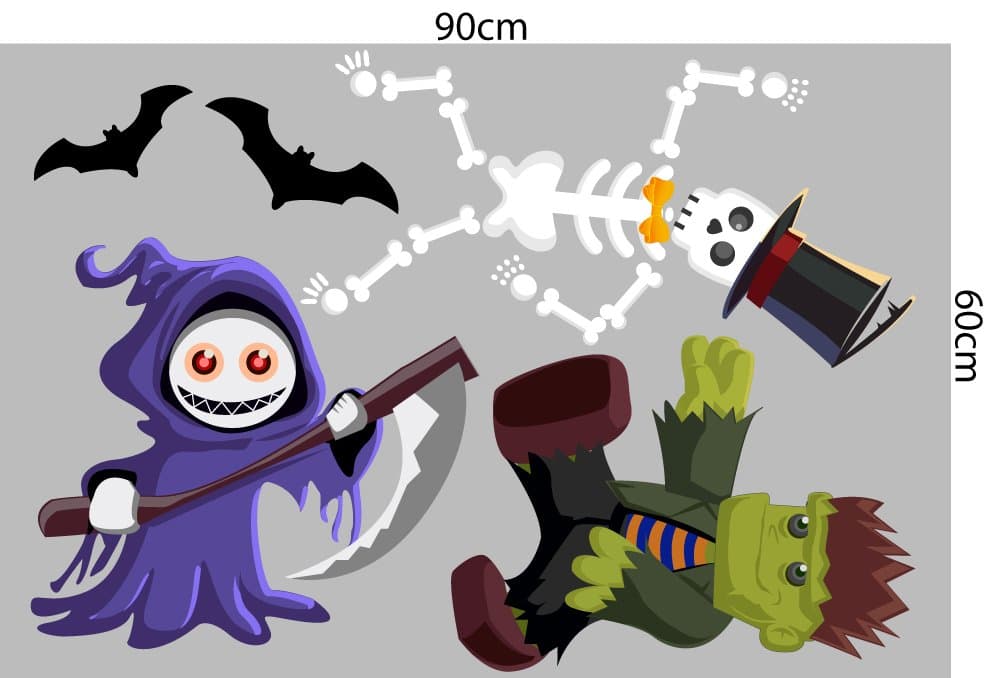 Combo decal trang trí Halloween combo bí ngô và bóng ma 05