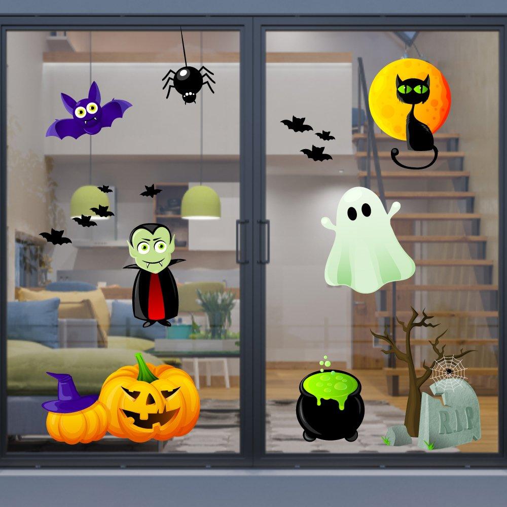 Decal trang trí Halloween combo bí ngô và bóng ma 03