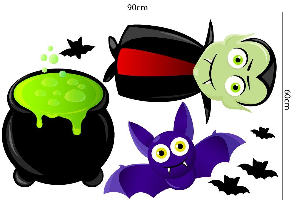 Decal trang trí Halloween combo bí ngô và bóng ma 03