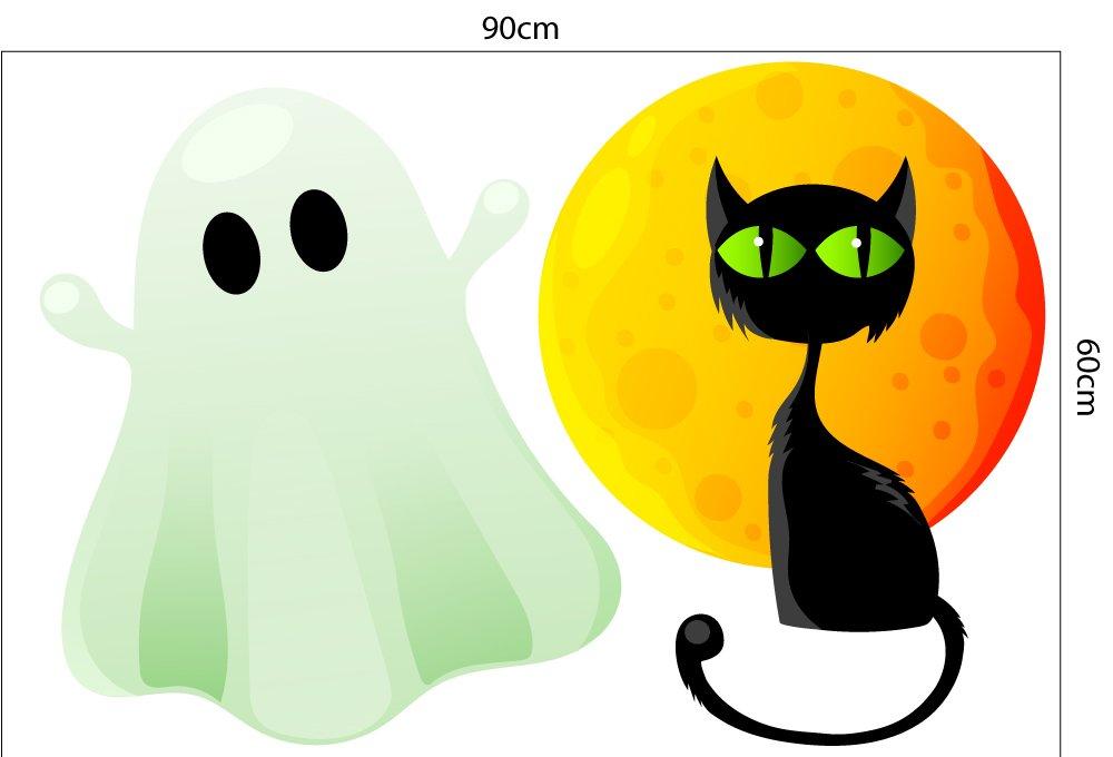 Decal trang trí Halloween combo bí ngô và bóng ma 03