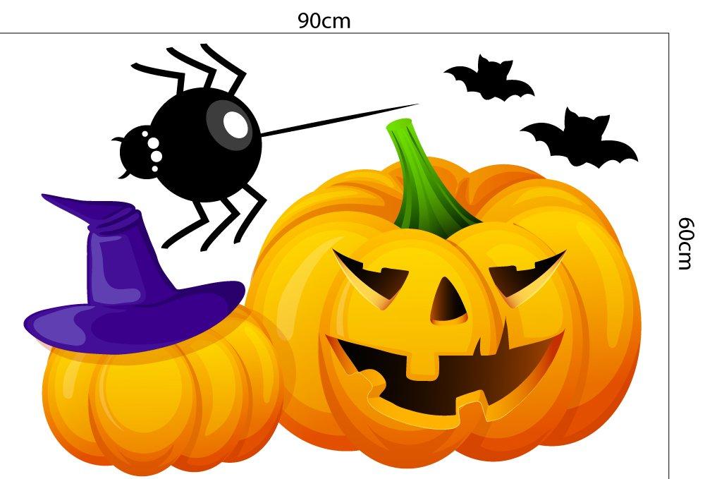 Decal trang trí Halloween combo bí ngô và bóng ma 03