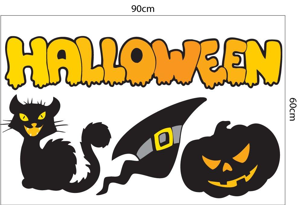 Decal trang trí Halloween combo bí ngô và bóng ma 04