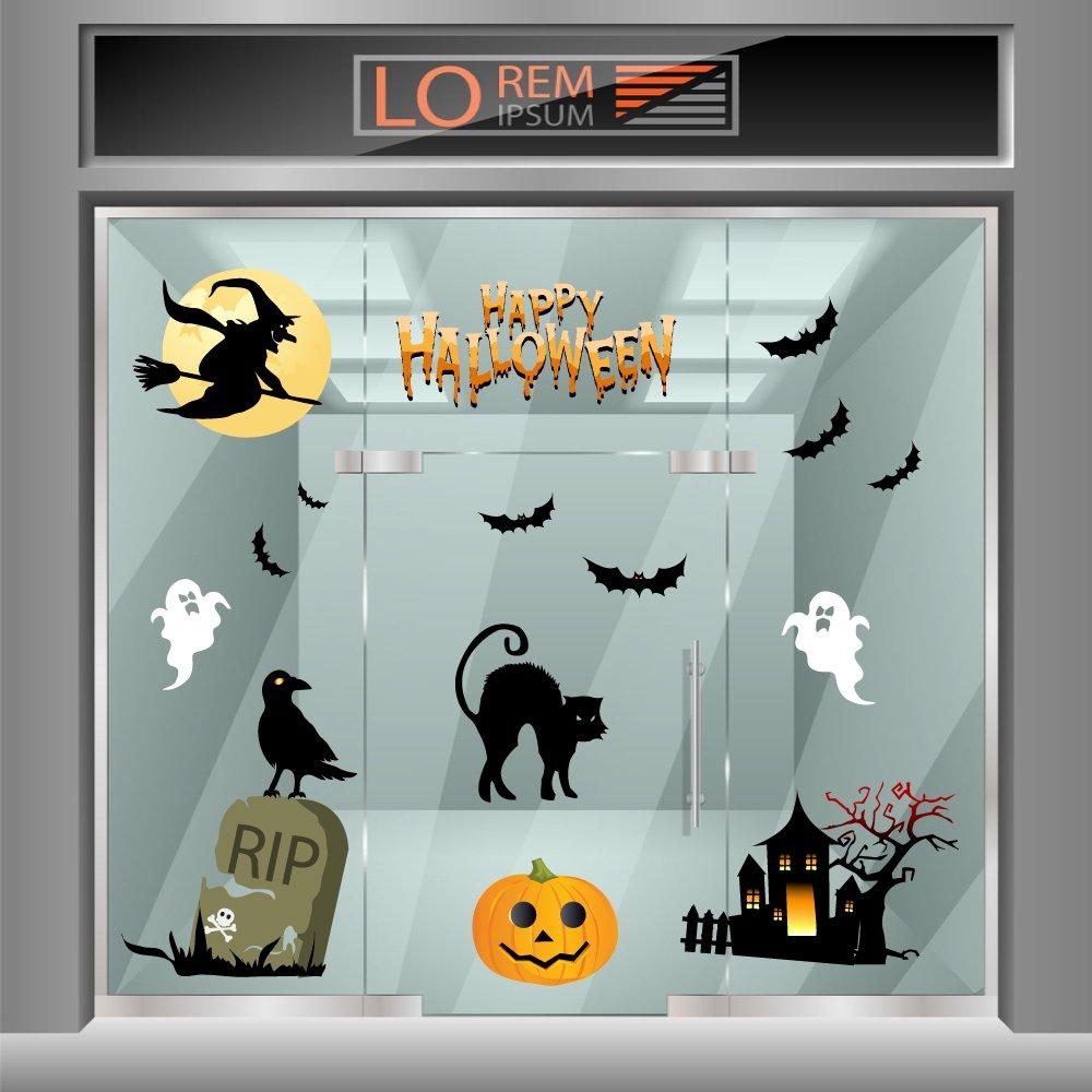 Decal trang trí Halloween combo phù thủy bóng ma 02