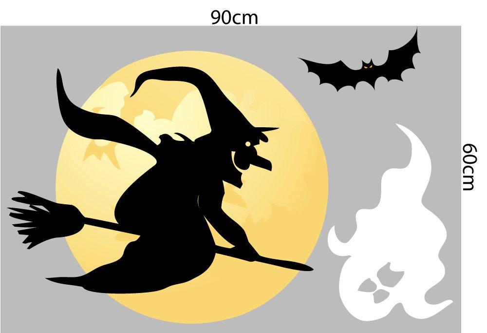 Decal trang trí Halloween combo phù thủy bóng ma 02