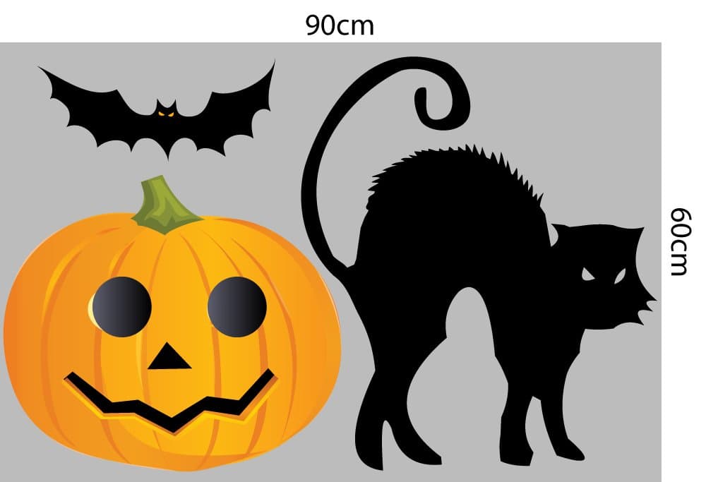 Decal trang trí Halloween combo phù thủy bóng ma 02