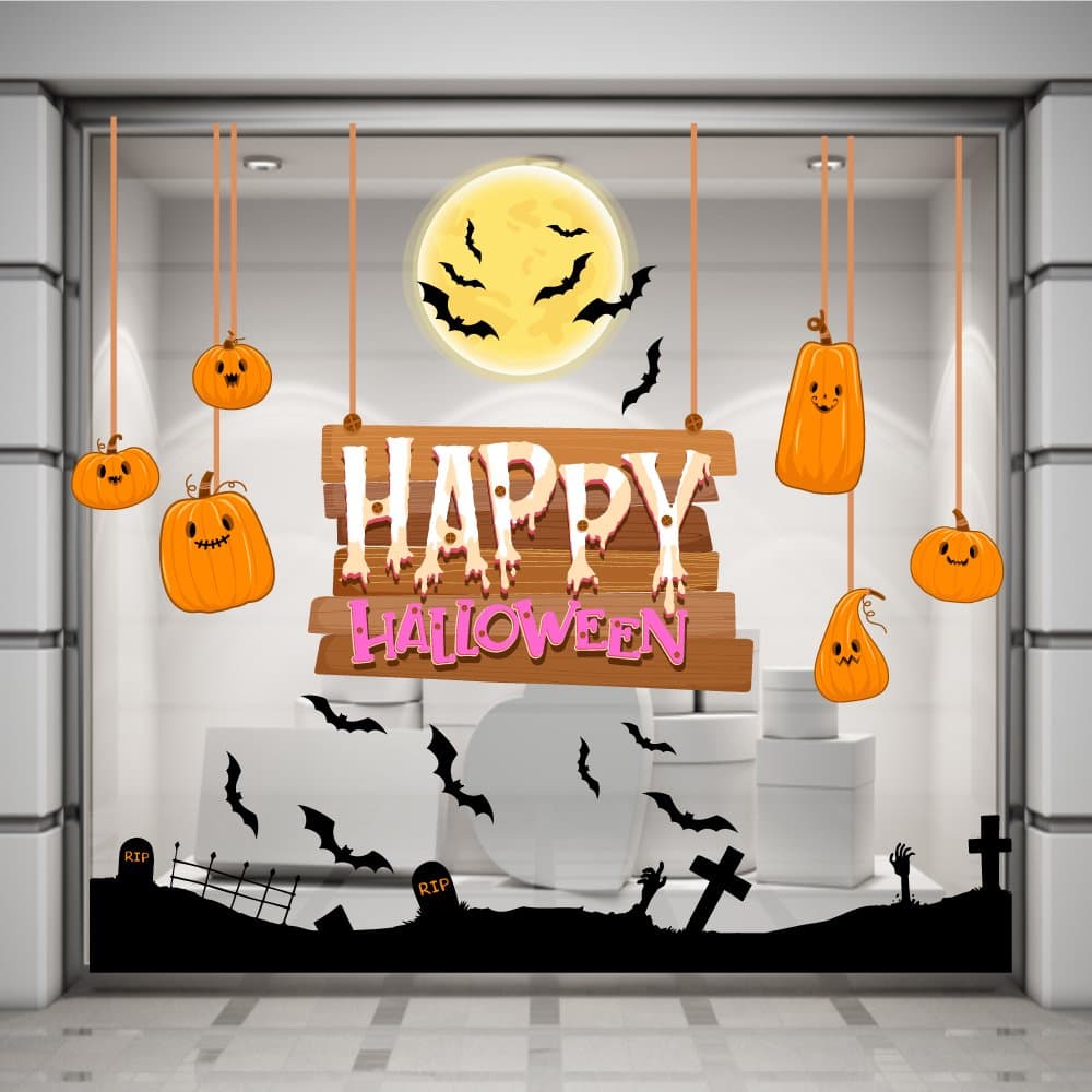 Decal trang trí Halloween combo nghĩa trang đáng sợ