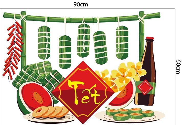 Decal trang trí tết hương vị ngày tết