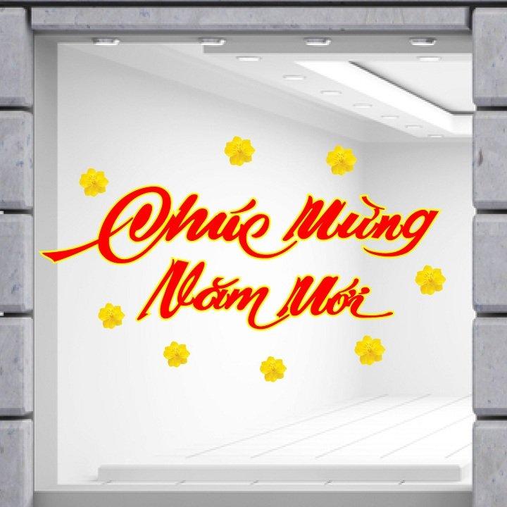 Decal trang trí tết chúc mừng năm mới mẫu 6