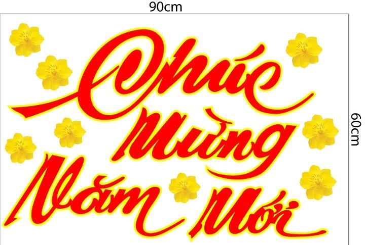 Decal trang trí tết chúc mừng năm mới mẫu 6