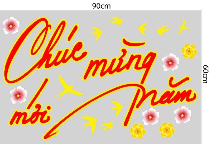 Decal trang trí tết chúc mừng năm mới mẫu 7