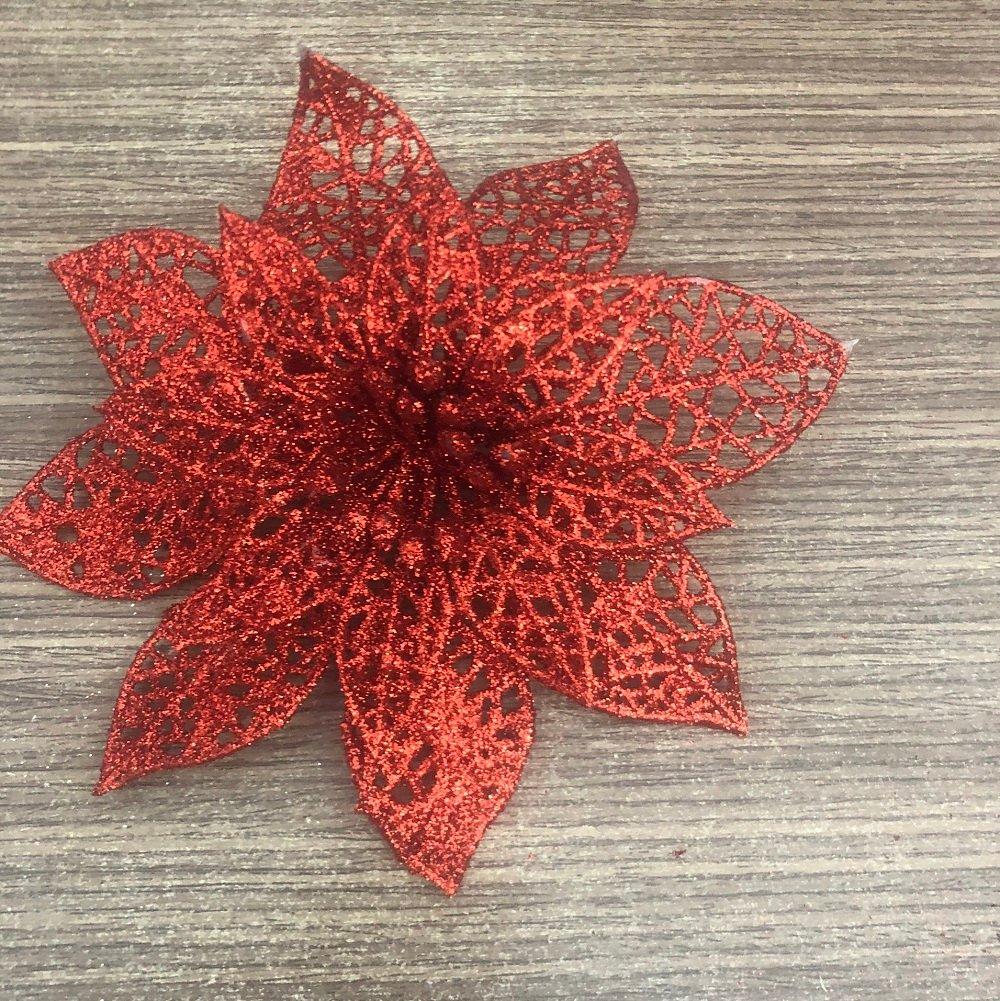 Hoa trạng nguyên kim tuyến 6 trang trí noel