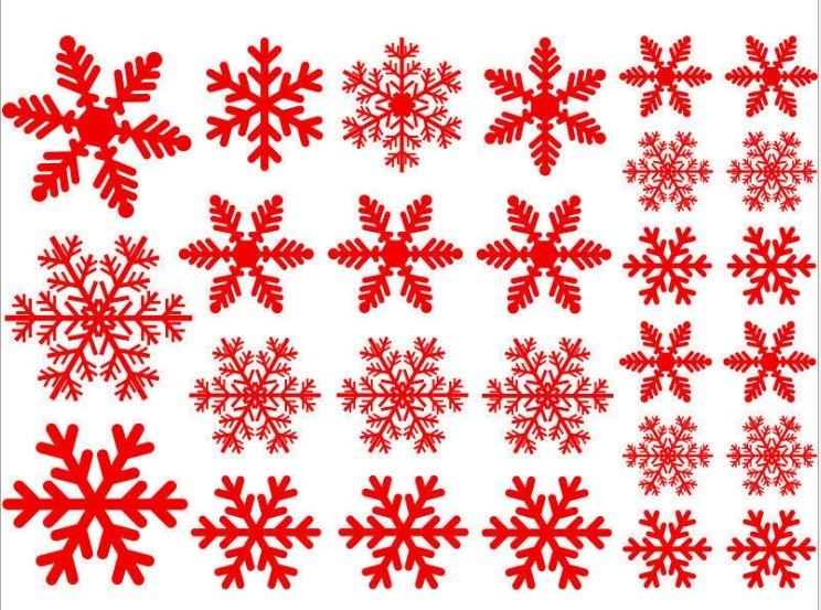 Decal trang trí noel bông tuyết đỏ
