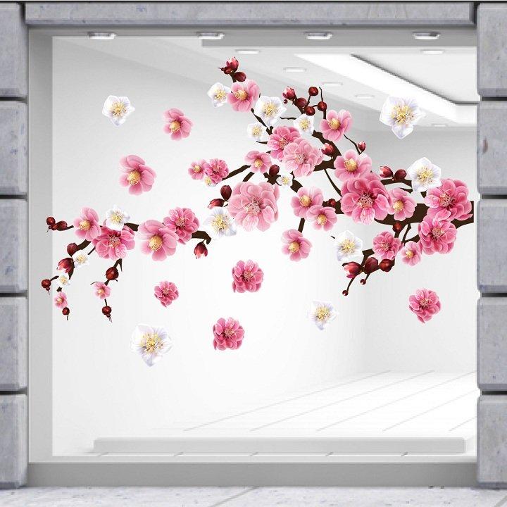 Decal trang trí tết cành đào hồng 3