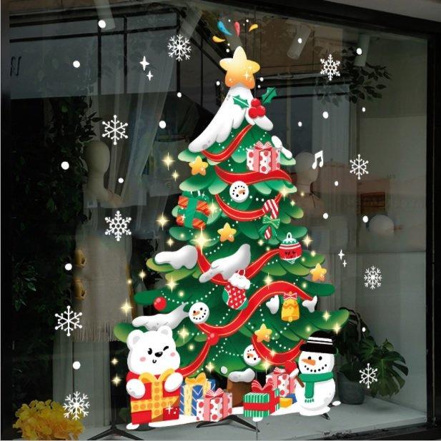 Decal trang trí noel cây thông và những hộp quà