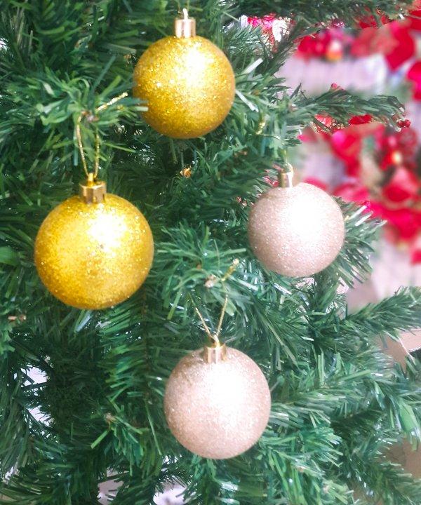 Đồ trang trí noel 6 quả châu kim tuyến