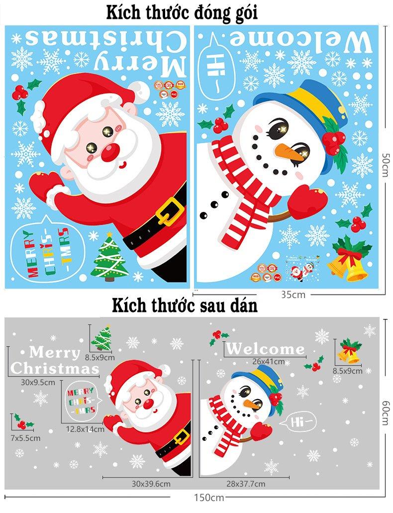 Decal 2 mặt trang trí noel người tuyết và ông già noel 4