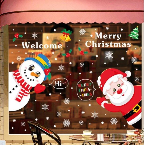 Decal 2 mặt trang trí noel người tuyết và ông già noel 4