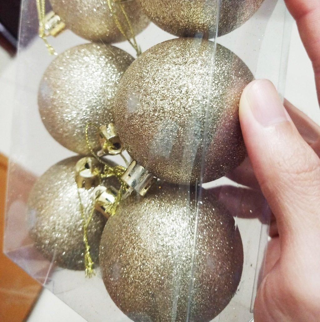 Combo 6 quả châu kim tuyến 6cm trang trí cây thông noel