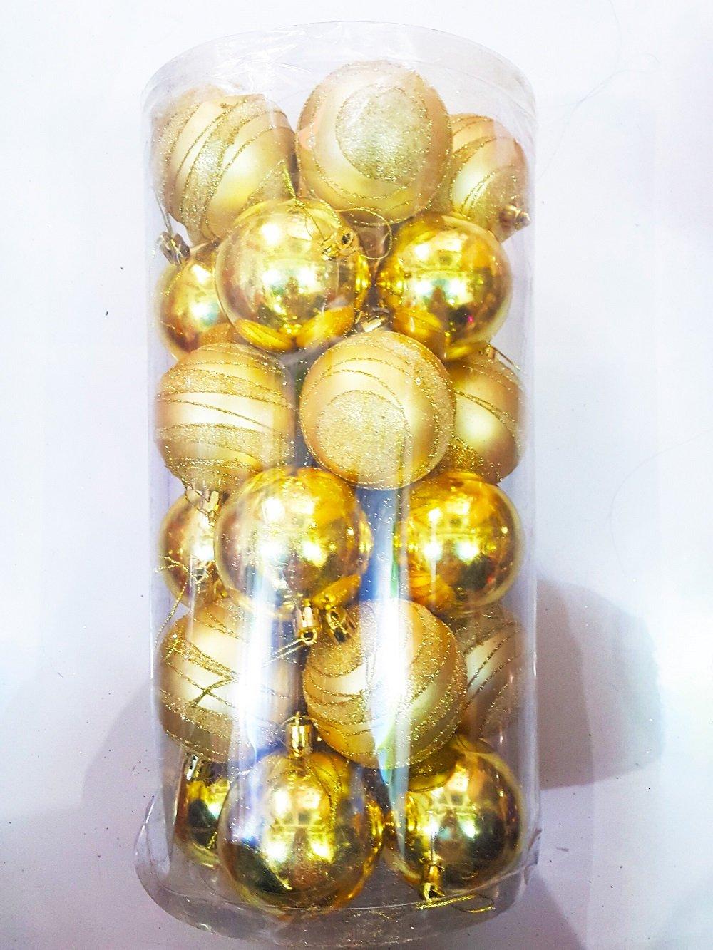 Đồ trang trí noel hộp châu cao cấp 8cm màu vàng