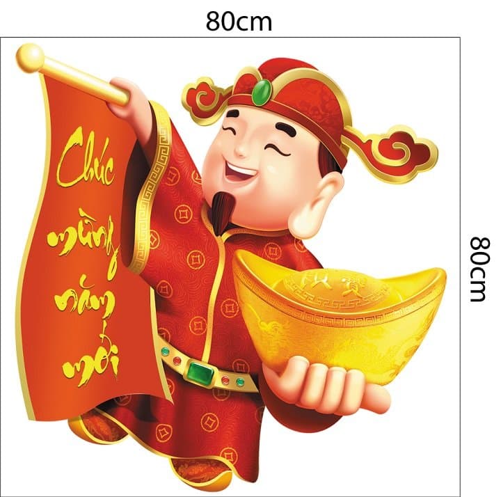 Decal trang trí tết thần tài chúc mừng năm mới mẫu 3